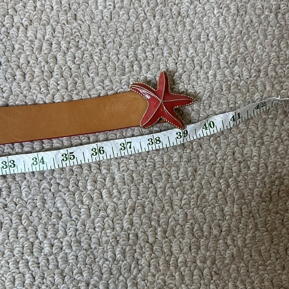 Talbots Leather Reversible Starfish Belt in Tan Orange Gold - Picture 7 of 7